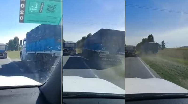 Ruta 3: lo filmaron pasando autos por la banquina